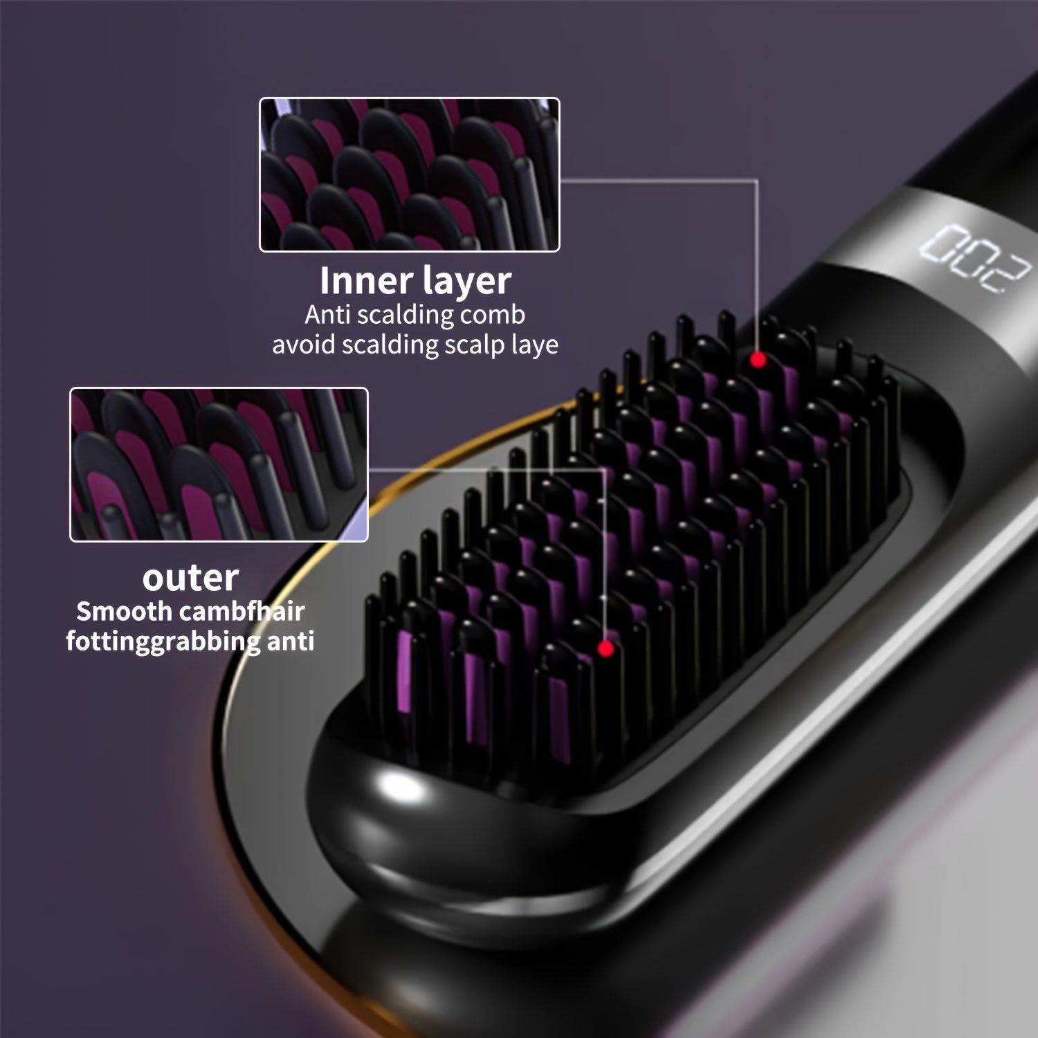 Travel-size cordless hair straightener brush for women fast heating USB rechargeable