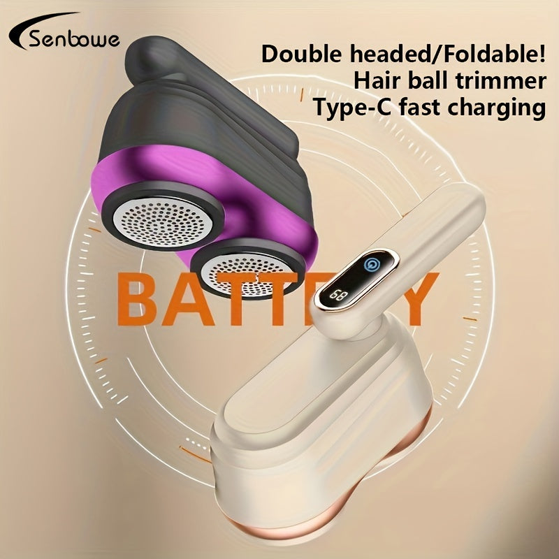 Qayta to'ldiriladigan mato shaveri, ikki boshli, USB bilan zaryadlash, LED displey, elektr soch to'plamlarini kesuvchi, jun kiyimlar uchun