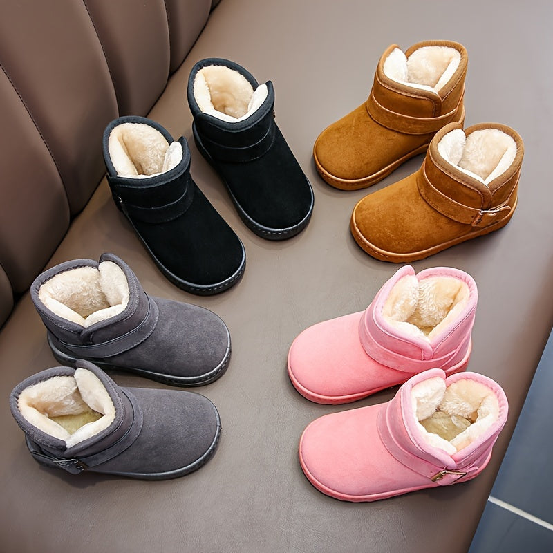 Winter Boots for Boys and Girls Thickened Fabric Snow Boots with Rubber Sole
