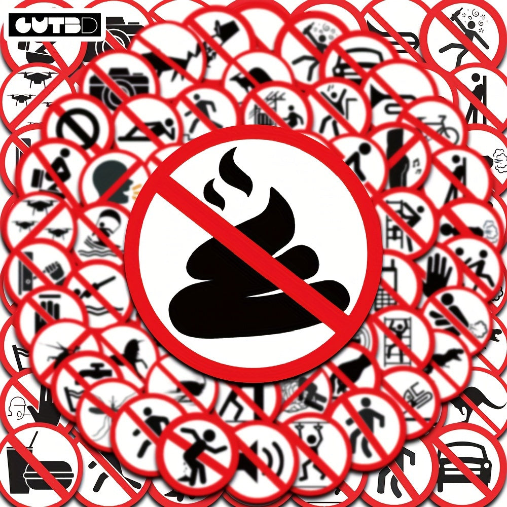 62pcs Pegatinas de PVC impermeables con dibujos animados y señales de prohibición para portátiles, cuadernos y fundas de teléfono