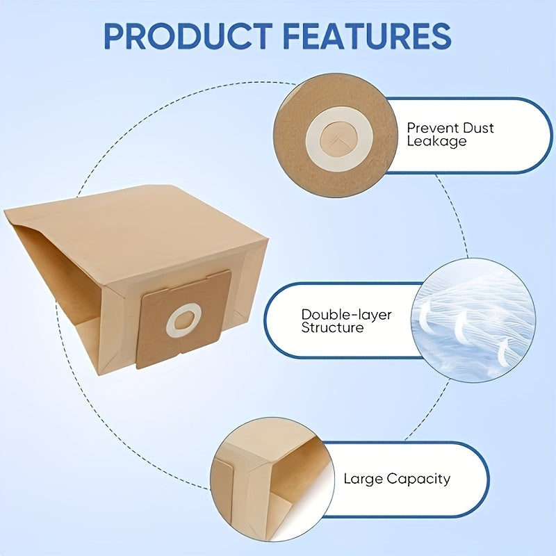 Replacement Vacuum Bags 8-Pack for Canister Vacuums with Double-Layer Filtration