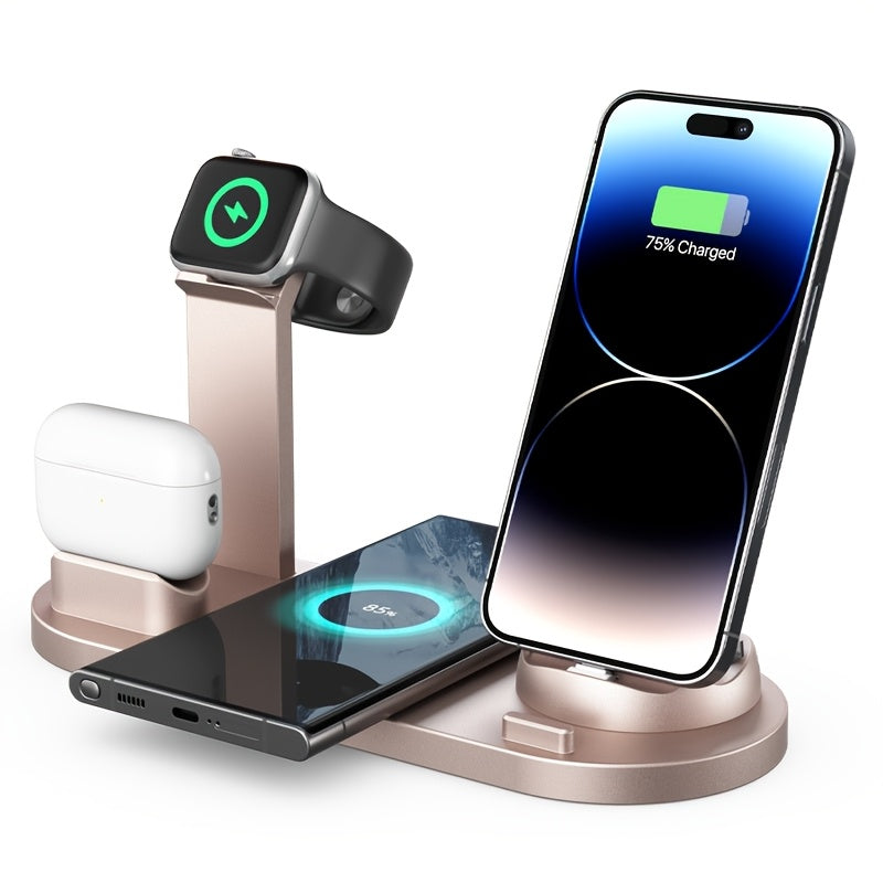 Wireless Charging Station 6-in-1 Fast Wireless Charger for iPhone, Samsung, Android, AirPods, Smartwatch
