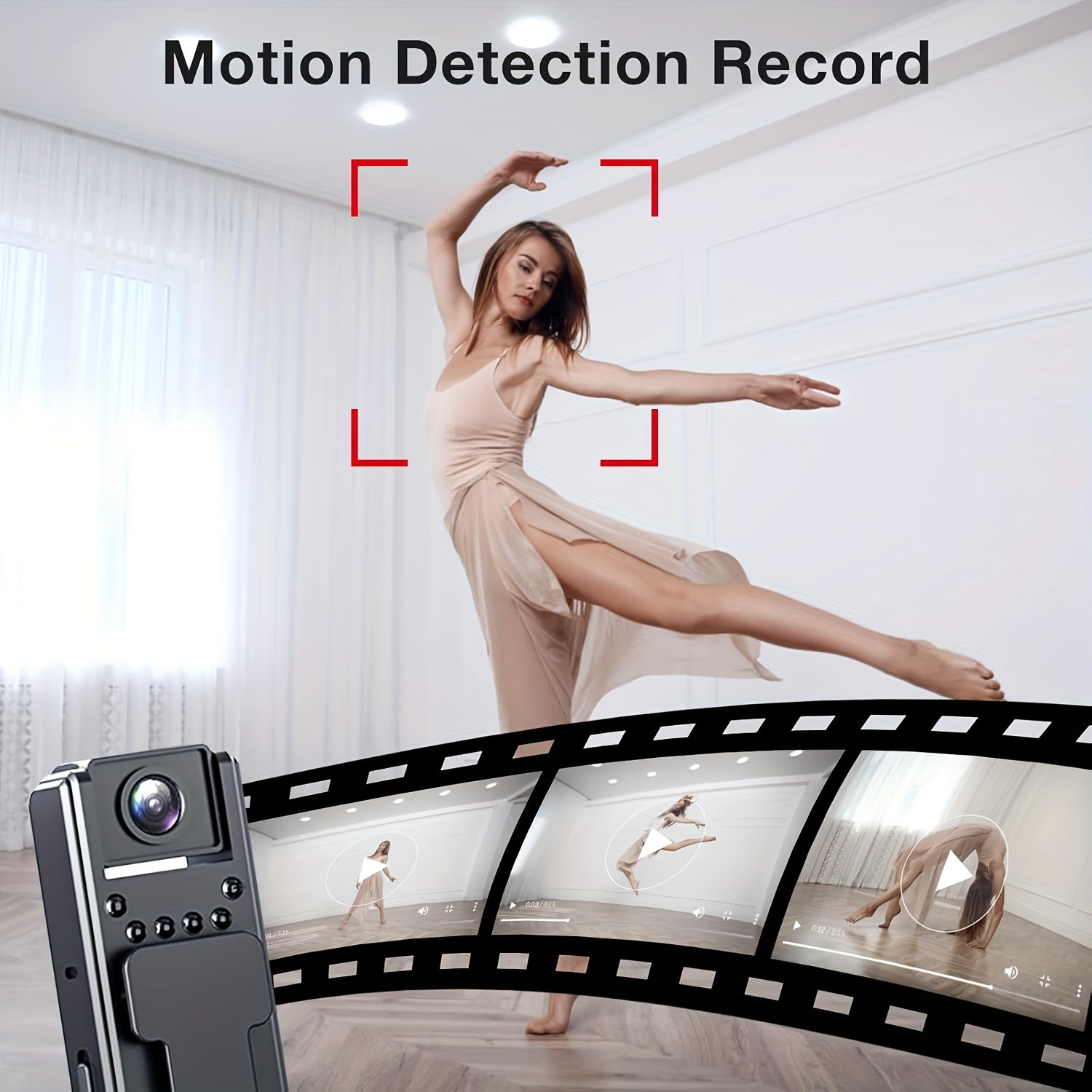 Mini grabadora de cámara HD 1080P con visión nocturna infrarroja, recargable por USB, para viajes con mascotas y reuniones