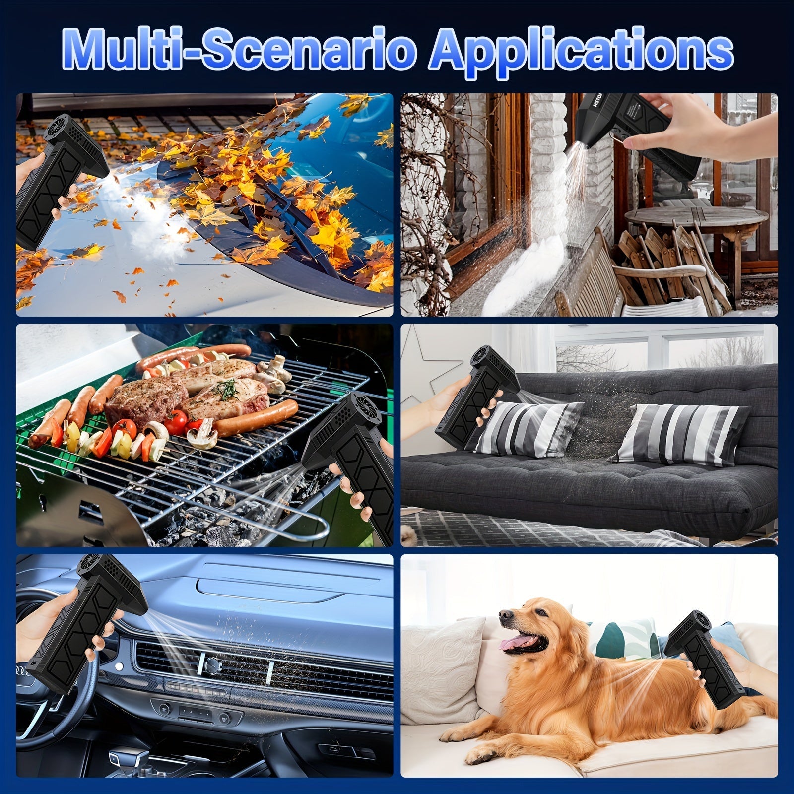 Compresor de aire compacto, soplador portátil, recargable por USB para limpieza de coches, uso en exteriores