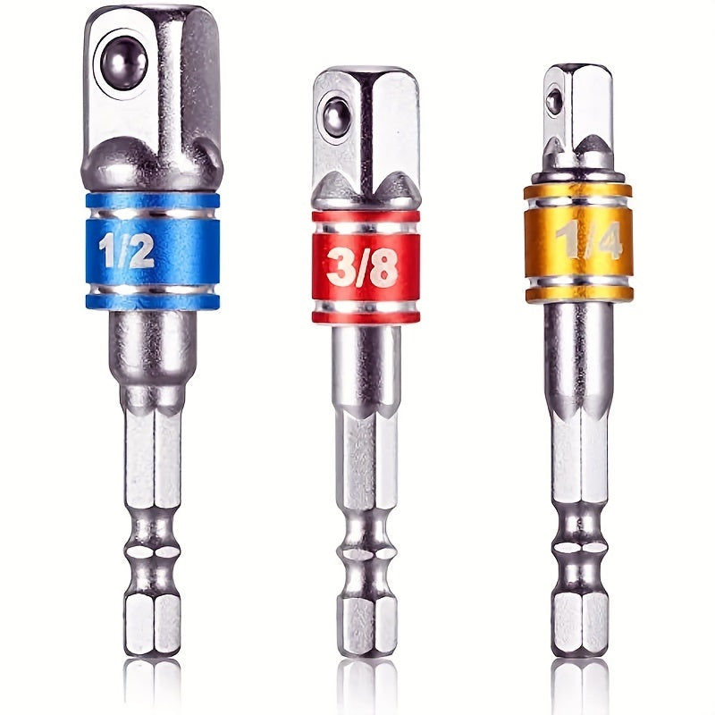 3-Piece Impact Socket Adapter Set, Color Coded, Alloy Construction