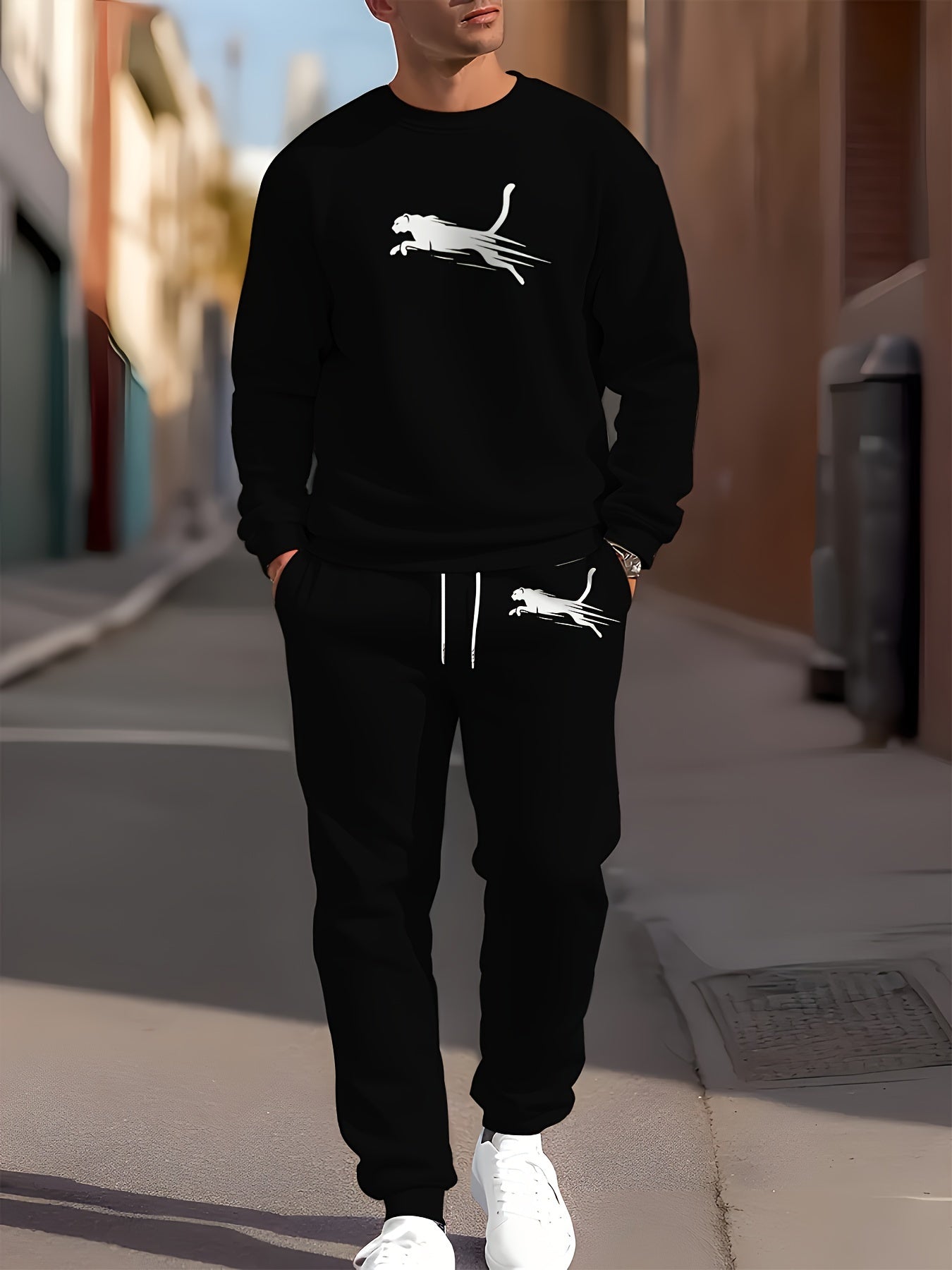 Men's Casual Print Long Sleeve Polyester Outfit