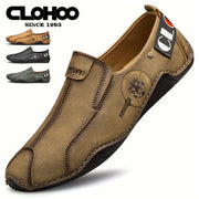 Men's Leather Loafers Slip-On Casual Shoes for Spring Summer Fall Solid Color