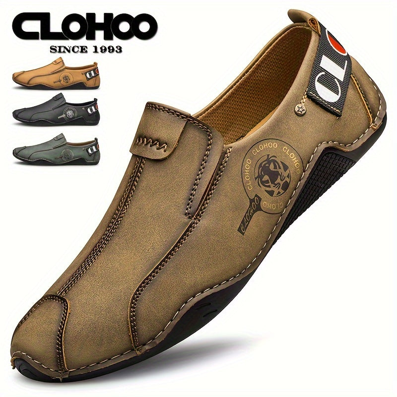 Men's Leather Loafers Slip-On Casual Shoes for Spring Summer Fall Solid Color