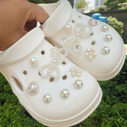 14pcs Pearl Rhinestone Shoe Charms Set Removable Decorations for Clogs Sandals