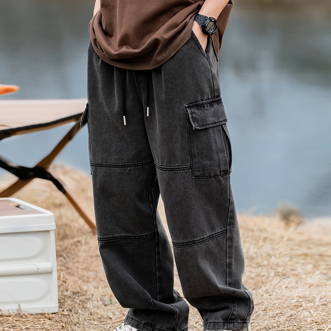 Men's Cargo Pants Cotton Blend Loose Fit Casual Outdoor Spring Fall Multiple Pockets