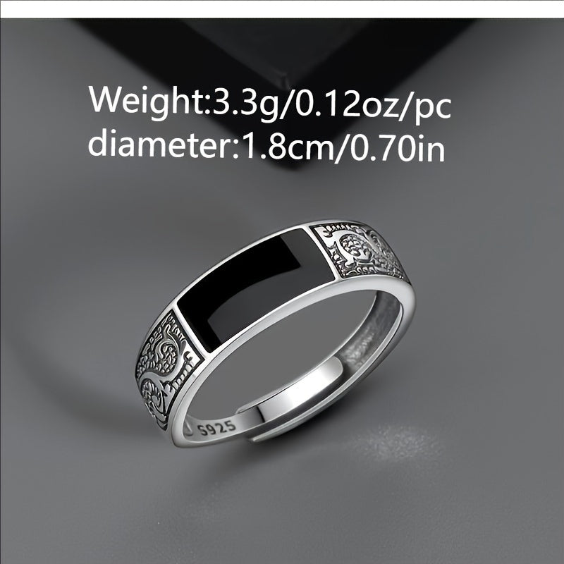 Erkaklar uchun zamonaviy 925 sterling kumush ochiq uzuk - ko'p funksiyali va zamonaviy, har kuni tasodifiy kiyim uchun ideal