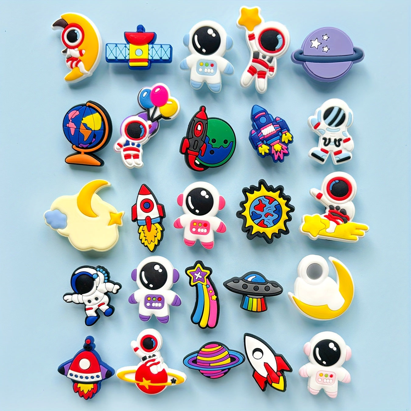25Pcs Kids PVC Spacecraft Shoe Charms for DIY Slippers and Gifts