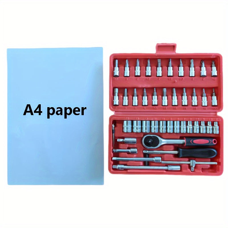 Juego de 46 piezas de llaves de vaso de acero con trinquete y estuche de almacenamiento