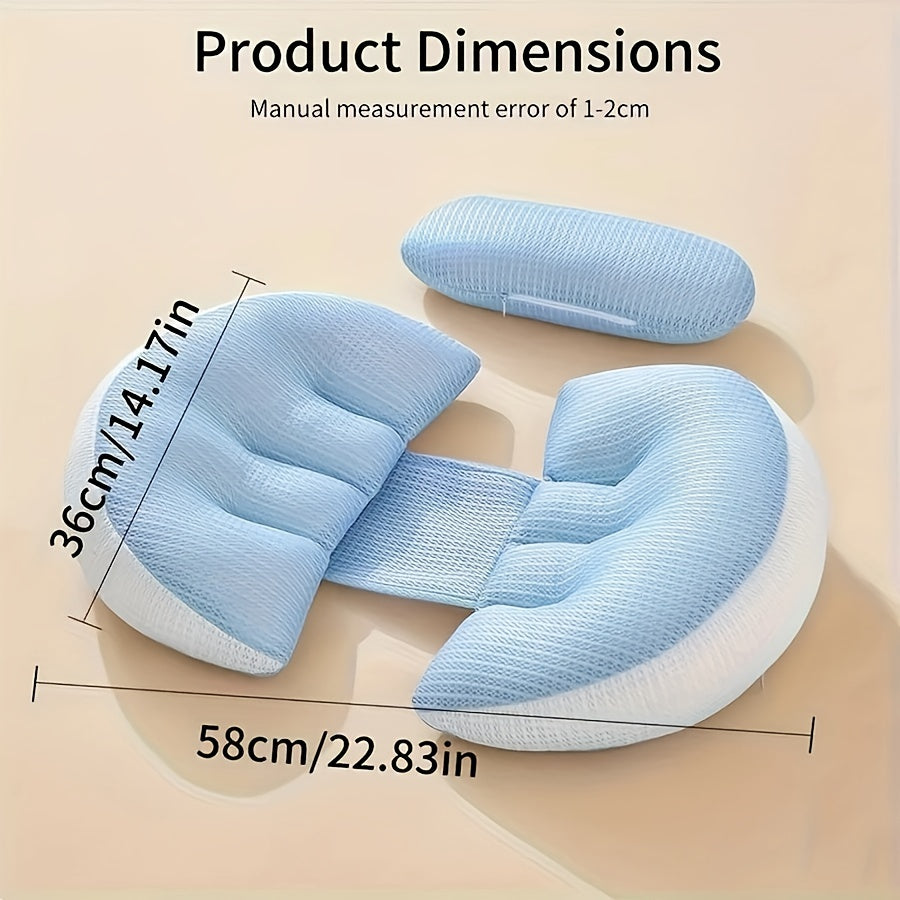 Pregnancy Pillow U-Shaped Support for Side Sleeping Adjustable Belly and Back Soft Polyester