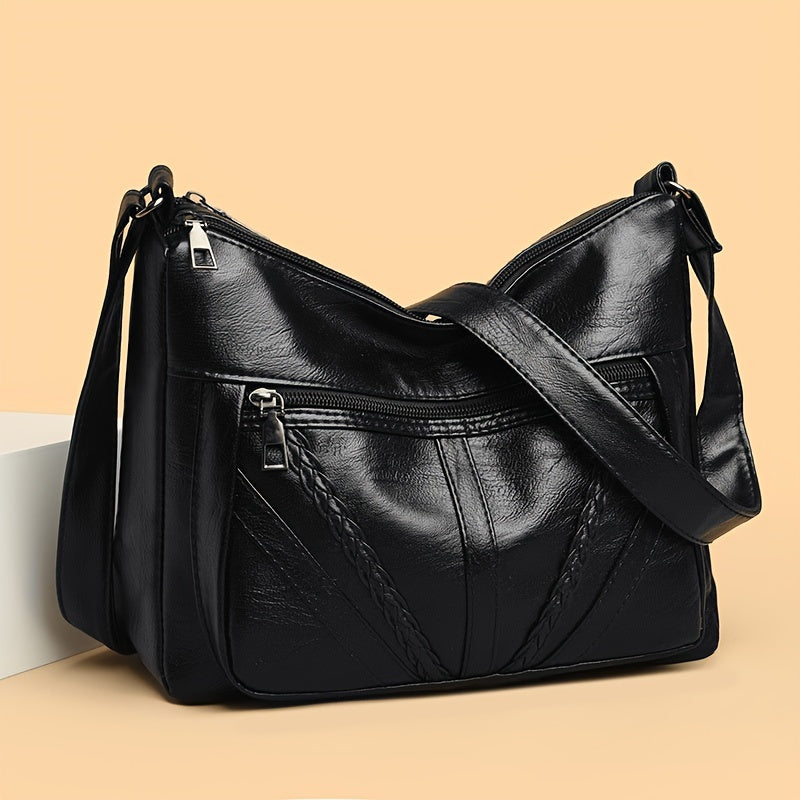 Ayollar modasi uchun zipli yopiq katta sig'imli kesim sumkasi.