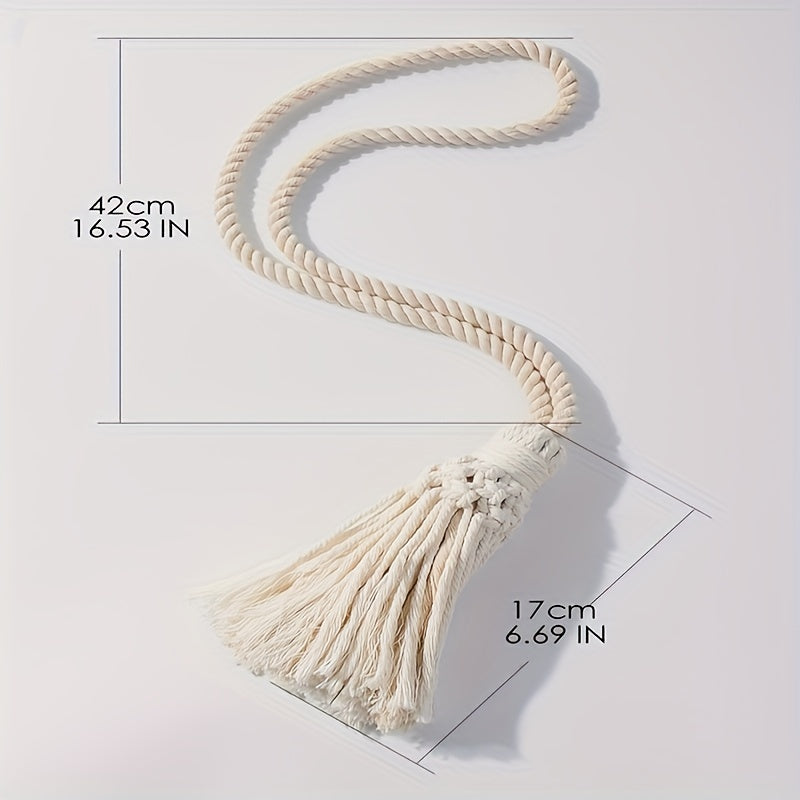 Set of 2 Hand-Woven Curtain Tiebacks with Tassel Decoration for Bedroom Living Room