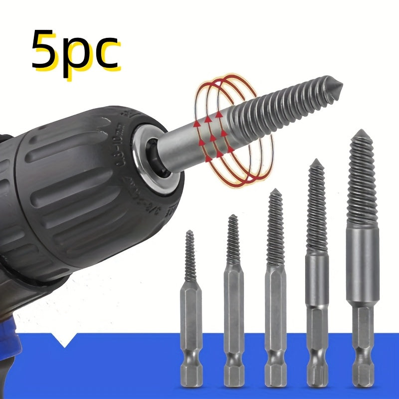 5Pcs Heavy-Duty Screw Extractor Set for Broken and Stripped Screws