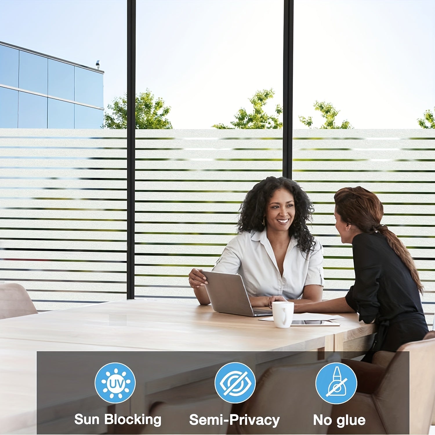 Half Inch Striped Anti-Peeping Glass Film Waterproof Adhesive Window Sticker