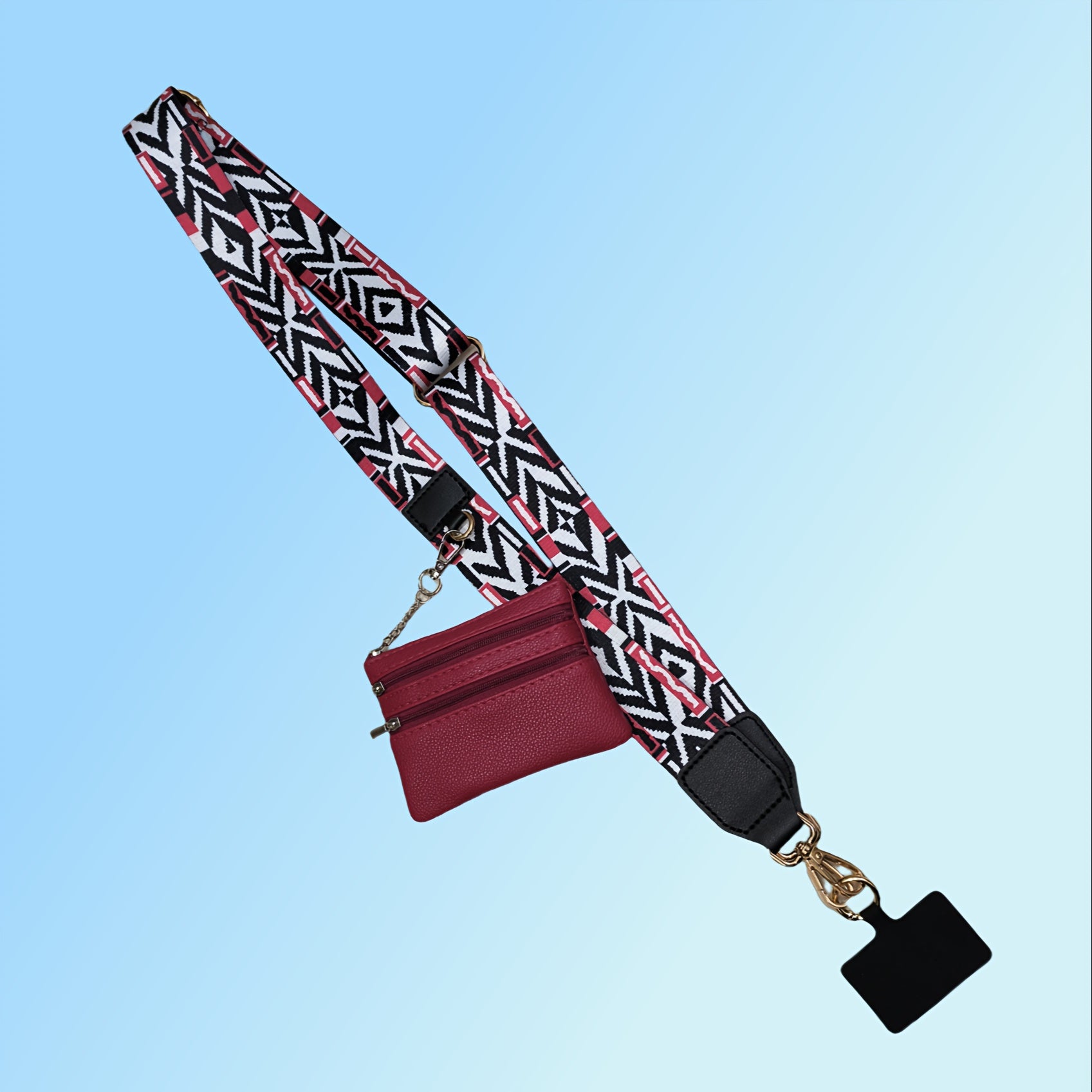 Mobile Phone Crossbody Strap with Wallet Adjustable Zippered Phone Holder White