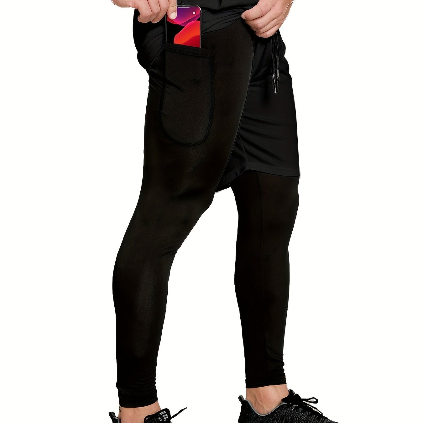 Men's 2-in-1 Workout Shorts with Pocket High Stretch Cropped for Running Yoga Training