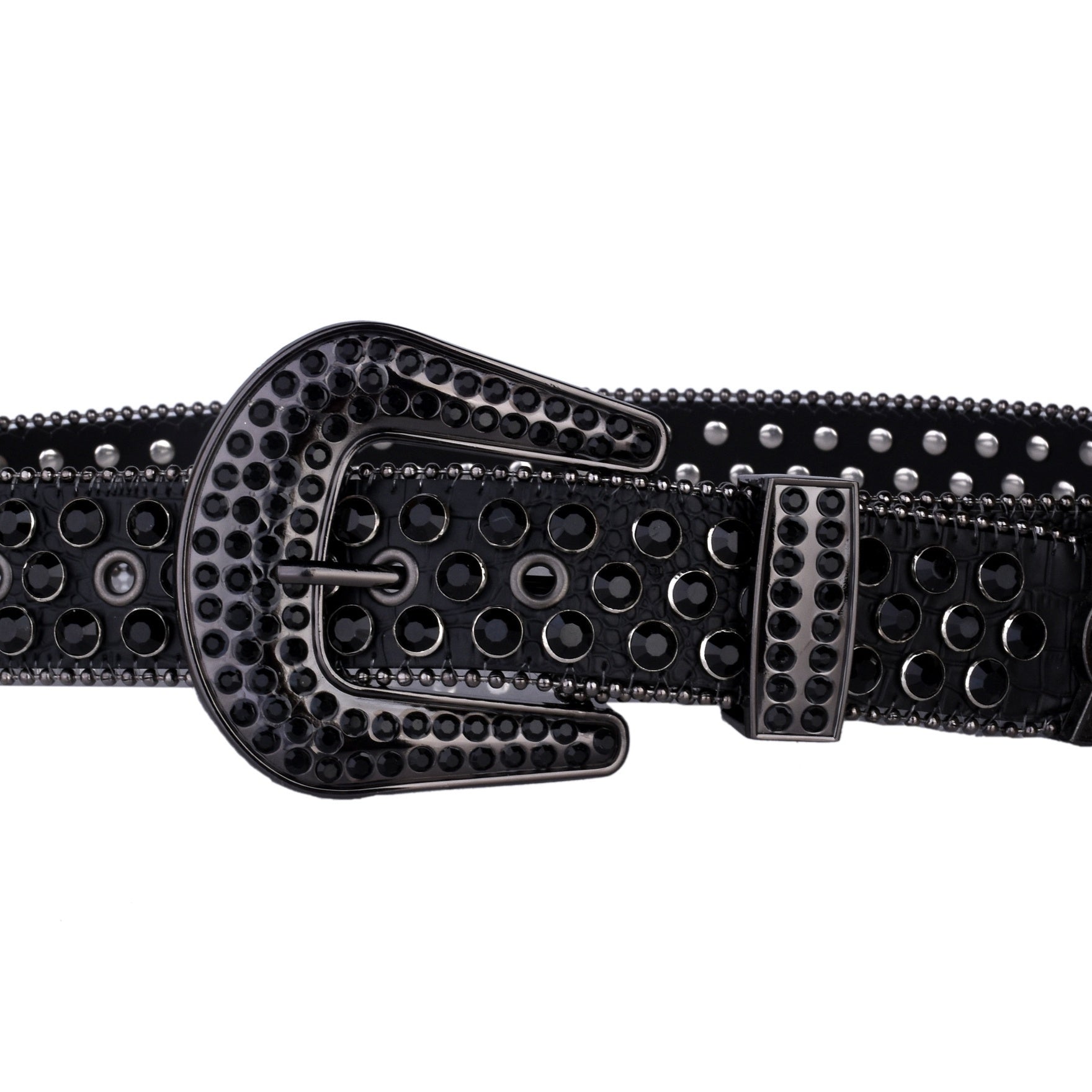 Women's Sparkling PU Leather Belt with Rhinestone Studs for Wedding and Valentine's Day