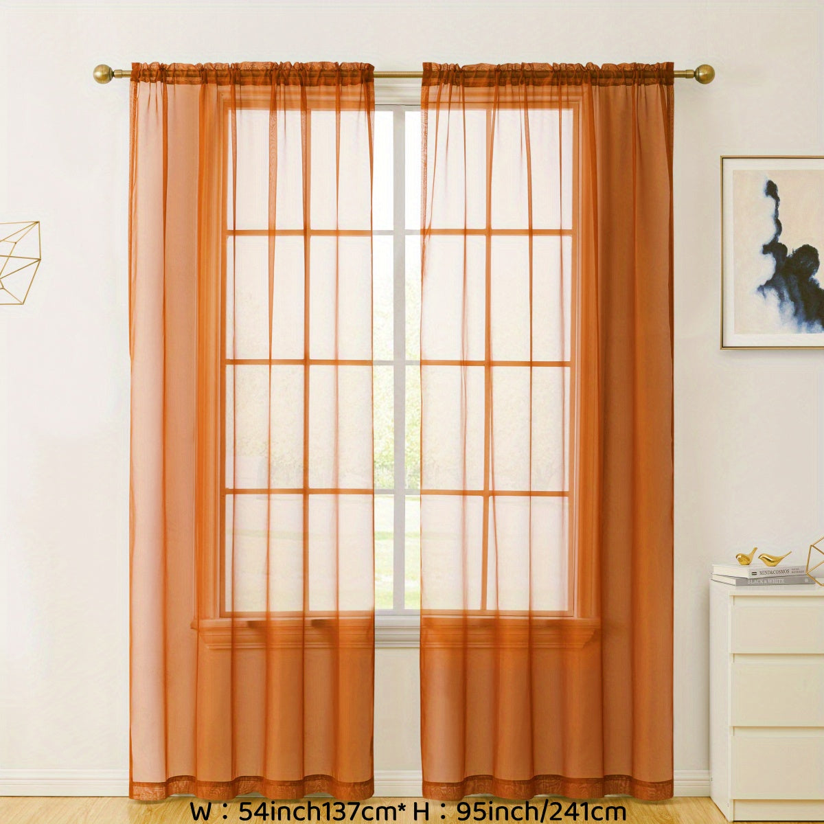 Sheer Voile Curtain Panels for Living Room Bedroom Kitchen Semi-Transparent Polyester