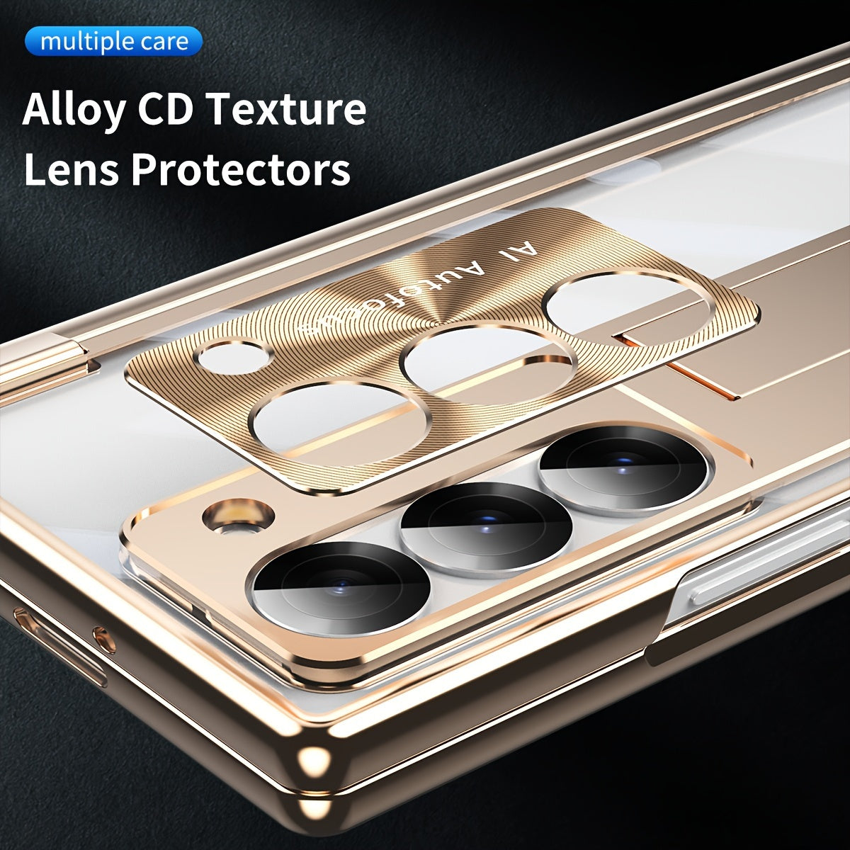 Women’s Electroplated Magnetic Shell for Samsung Zfold6 Phone Case with Double Hinge and Stand