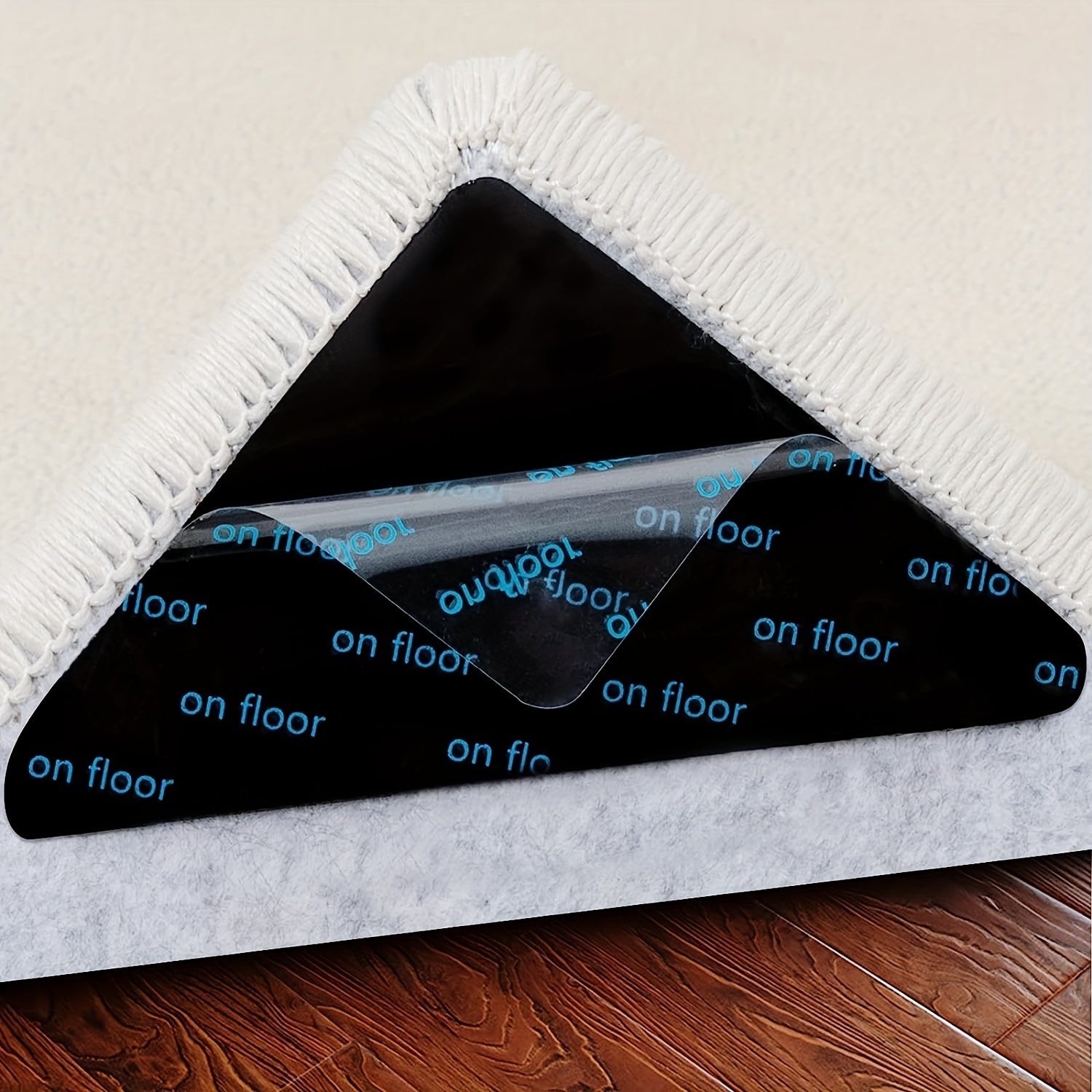 8/12pcs Black Triangle Rug Corner Pads Non-Slip Rug Grippers for Living Room and Bathroom