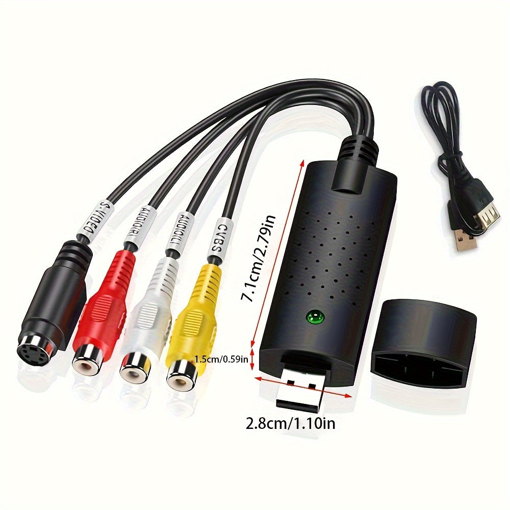 VHS to Digital Converter Video Capture Card USB 2.0 for Windows Android Hi8 Mini DV