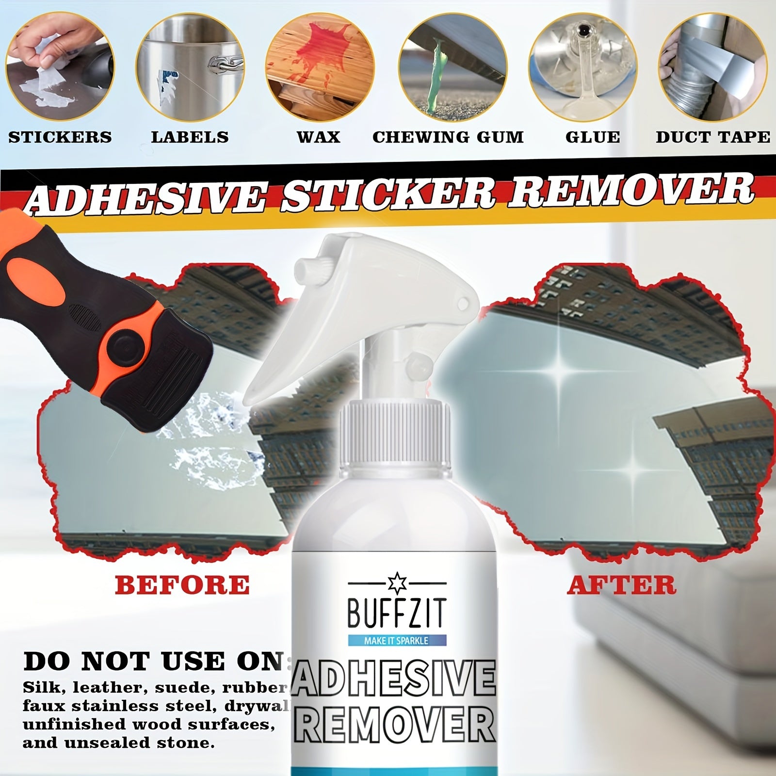 Adhesive Glue Remover Spray Extra Strength Sticker Residue Remover 3.4Oz