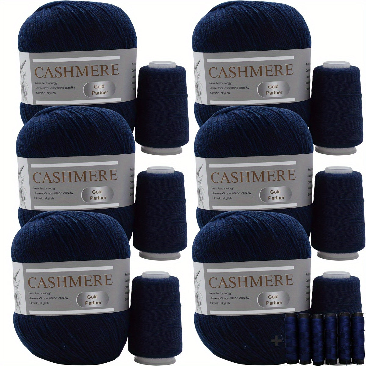 Luxurious Cashmere Yarn Set for Knitting and Crocheting Multicolored 6-Pair Bundle