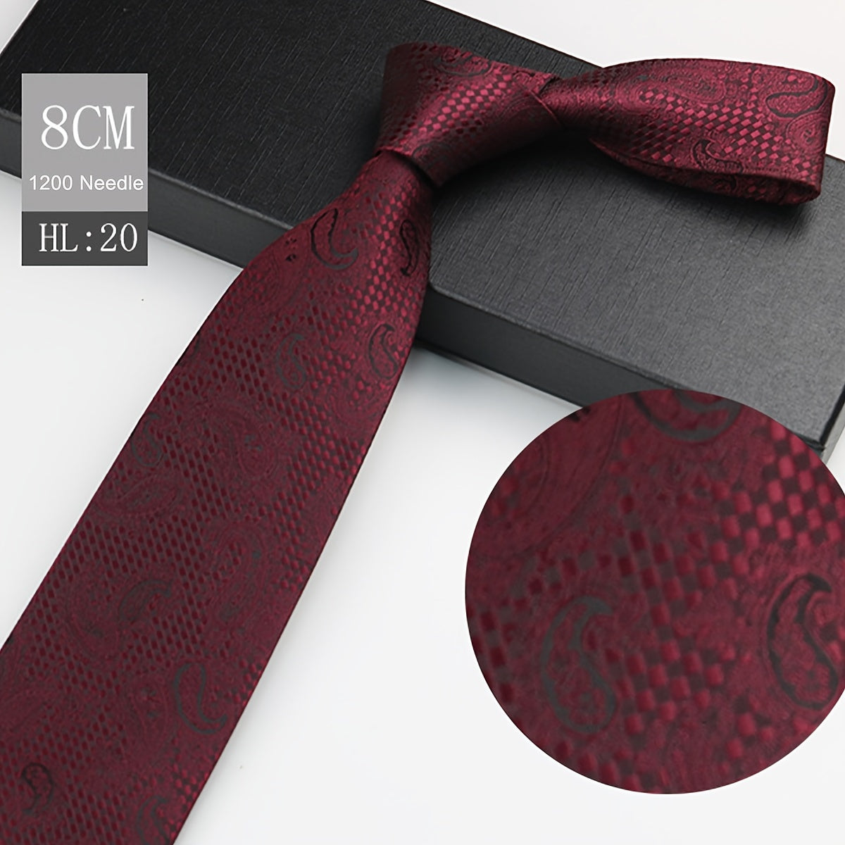 Men's Red Polyester Necktie 8cm Wide for Weddings and Business Events