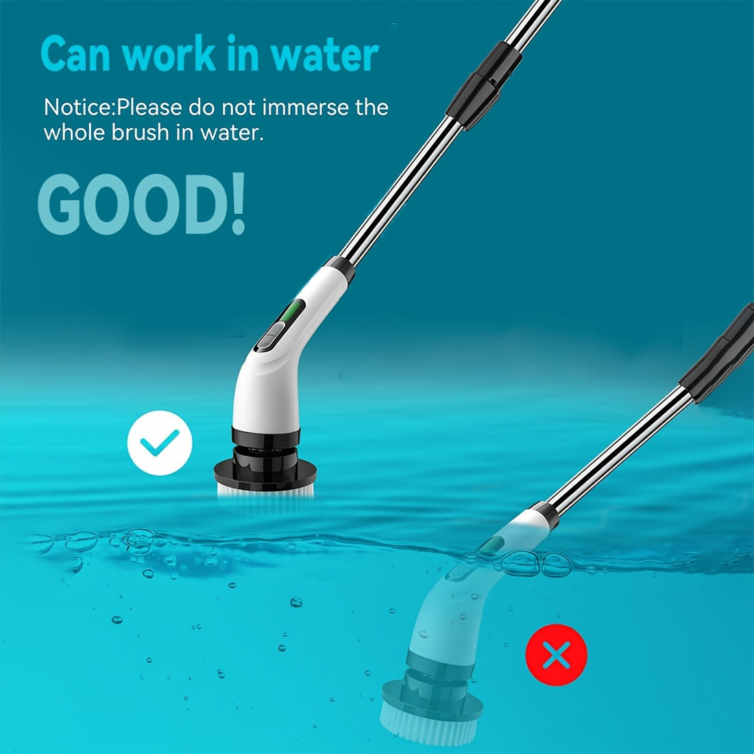 Cepillo giratorio eléctrico inalámbrico recargable USB para limpiar azulejos de baño y bañera