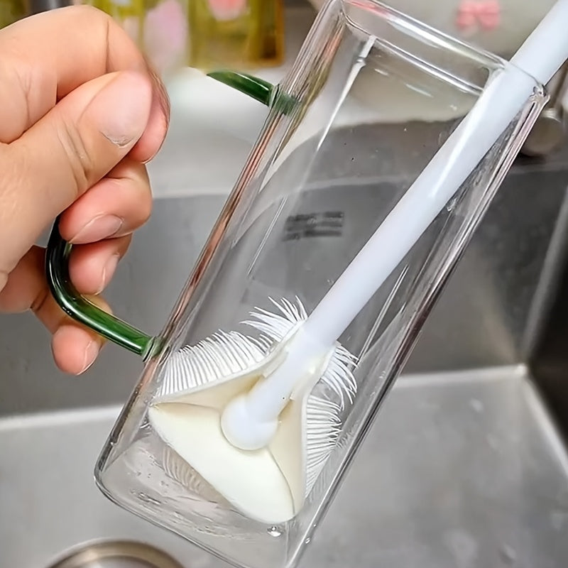 360-Degree Foldable Silicone Cup Brush with Long Handle Reusable Kitchen Cleaning Tool