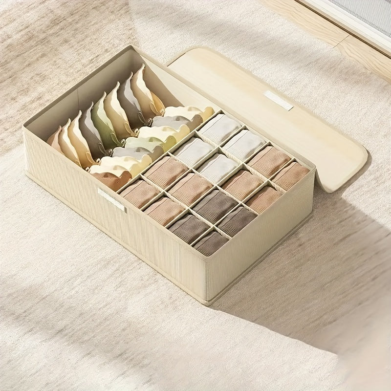 Underwear Organizer Drawer Storage Box with Lid for Socks Fabric Dorm Use