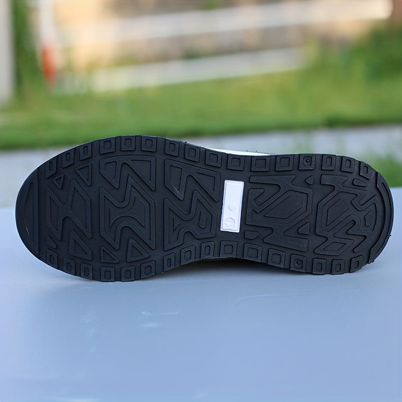 Men's Breathable Mesh Athletic Sneakers Black Gray White Anti-Skid Odor-Resistant Casual Sports