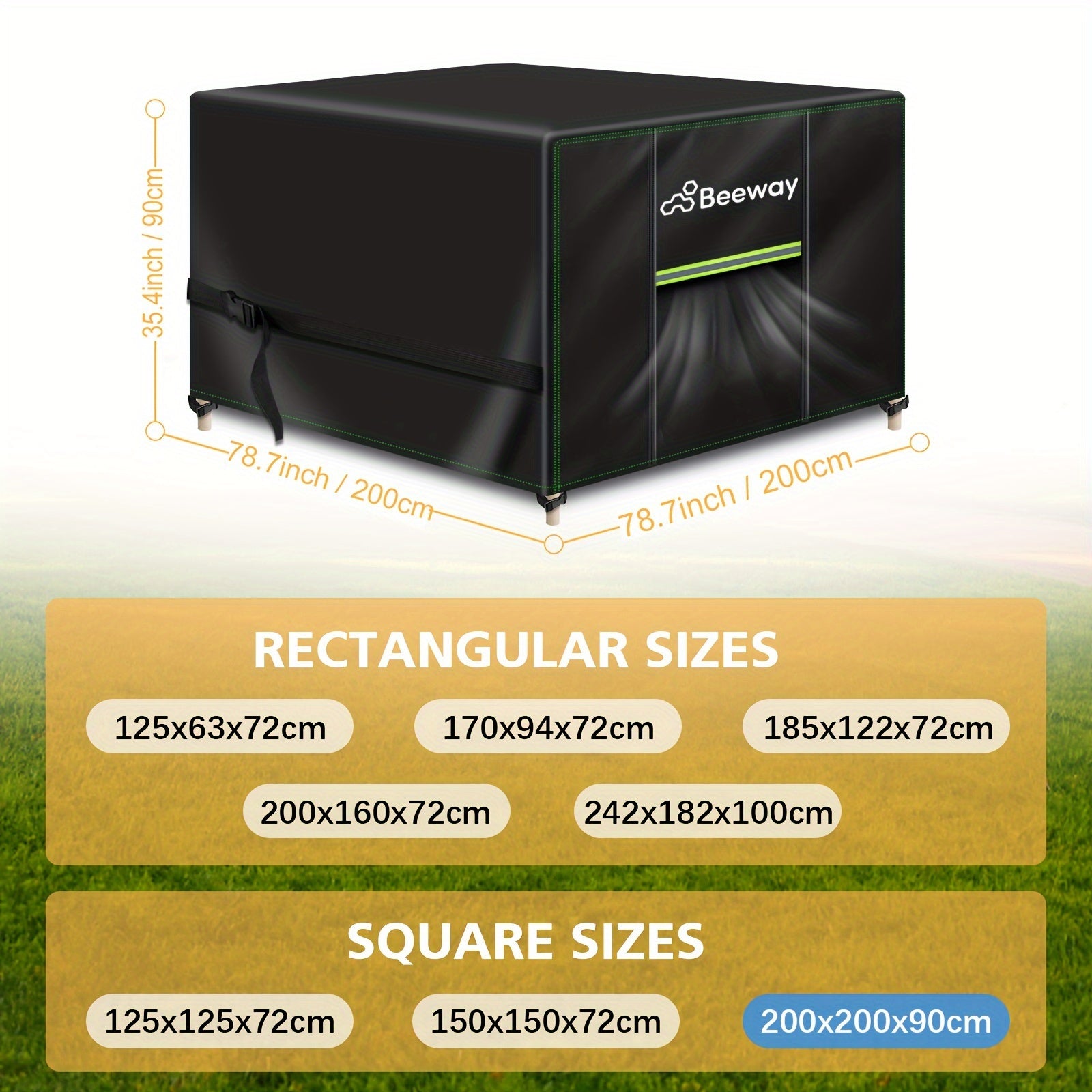 Outdoor Furniture Cover Waterproof Windproof 420D Oxford Fabric with Air Vent Black