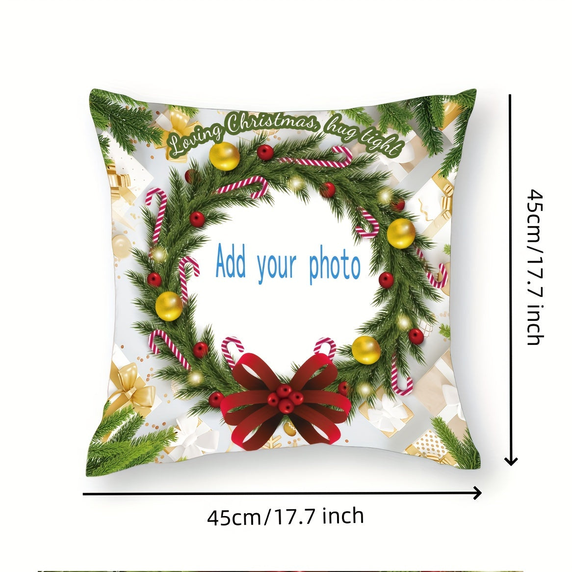 Personalized Christmas Pillowcase with Photos of Pets Friends Family Double-Sided Decor