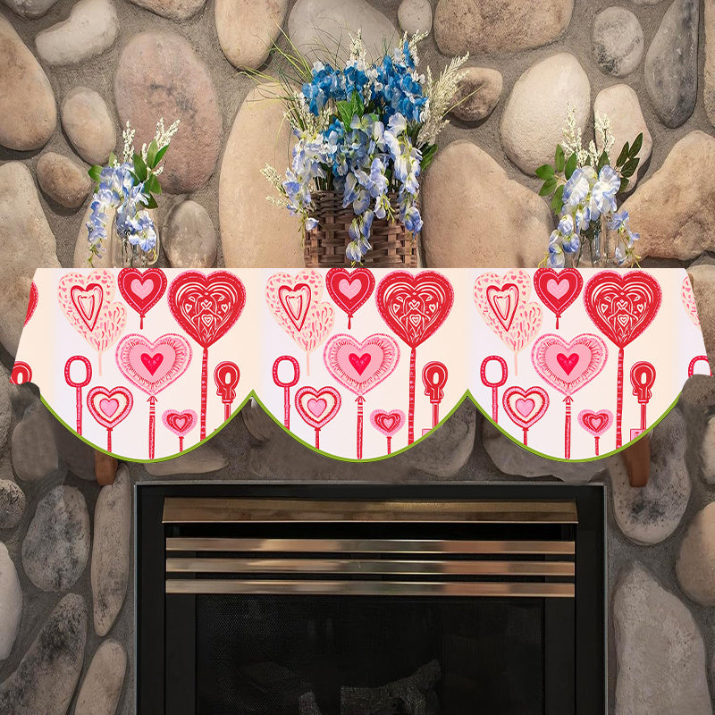 Valentine's Day Fireplace Scarf Cover Love Heart Decor 49.78cm x 199.9cm Polyester