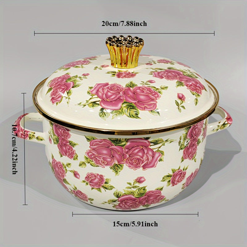 Enamel Soup Pot Double Handle High-Temperature Resistant for Stews and Boiling