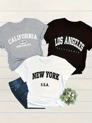 Women's Plus Size Letter Print T-Shirt Short Sleeve Casual Top