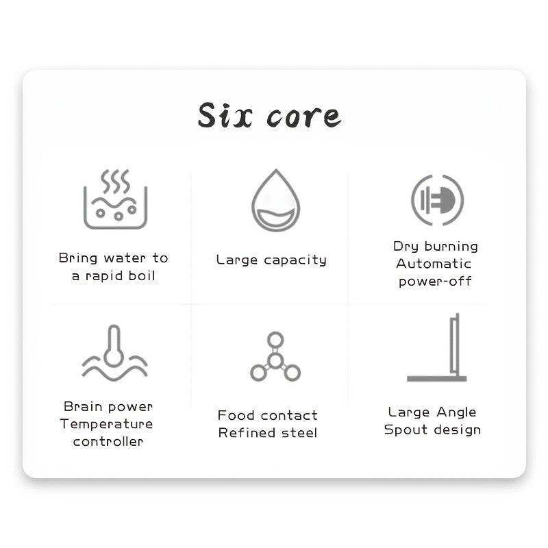 Electric Kettle Stainless Steel Black Lid 220V 1500W EU Plug