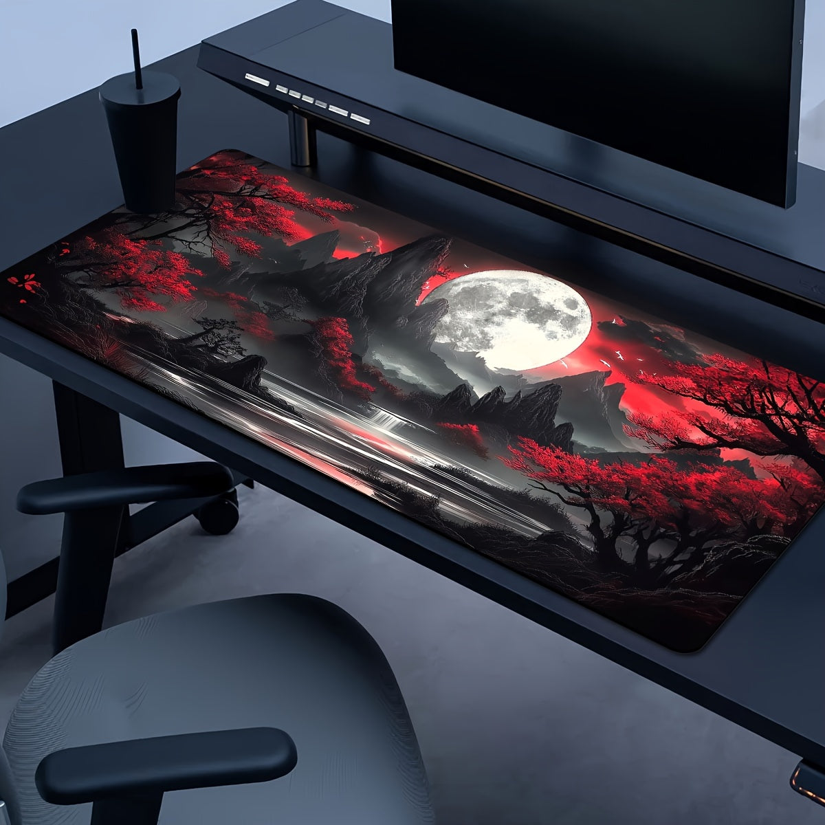 Large Dark Moon Gaming Keyboard Pad with Non-Slip Rubber Base and Precision Stitching