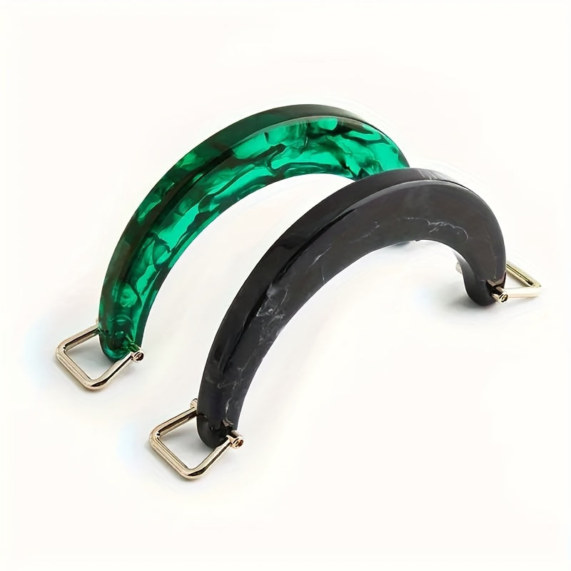 Black and Green Handbag Handle with Alloy Horseshoe Buckle for DIY Purse Accessories
