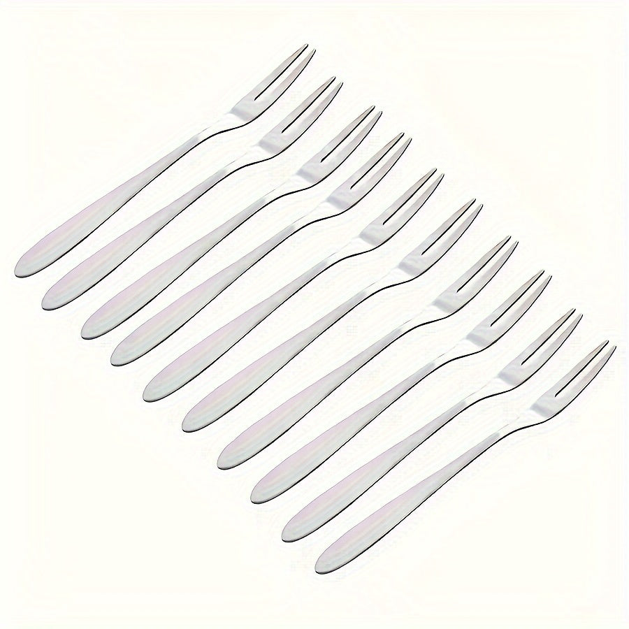 Set of 10 Stainless Steel Dessert Forks for Kitchen and Dining