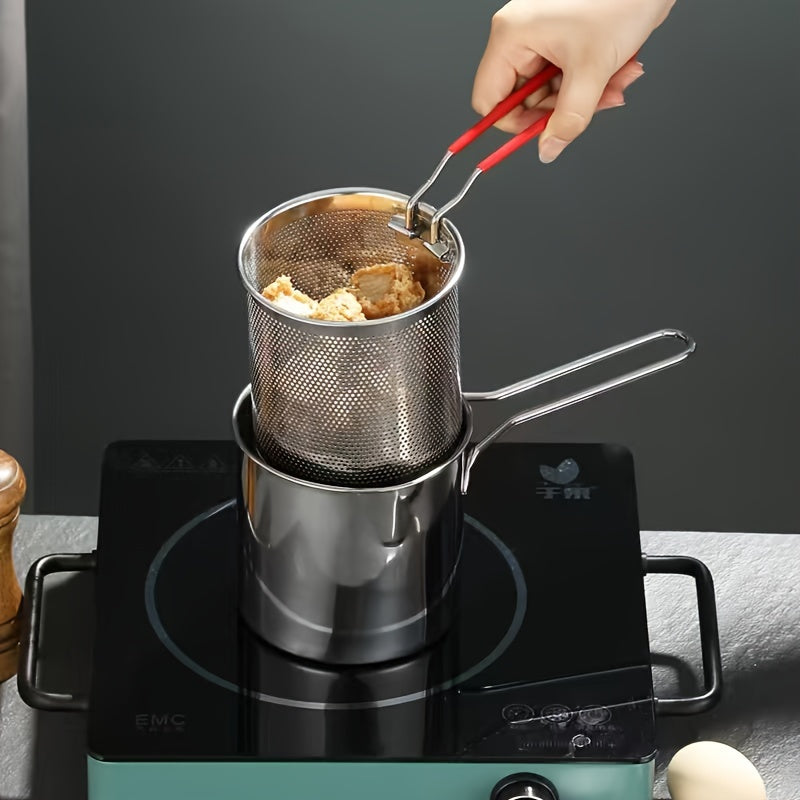 Freidora de acero inoxidable de 1 pieza, 1.7L para estufa de gas por inducción, duradera para exteriores