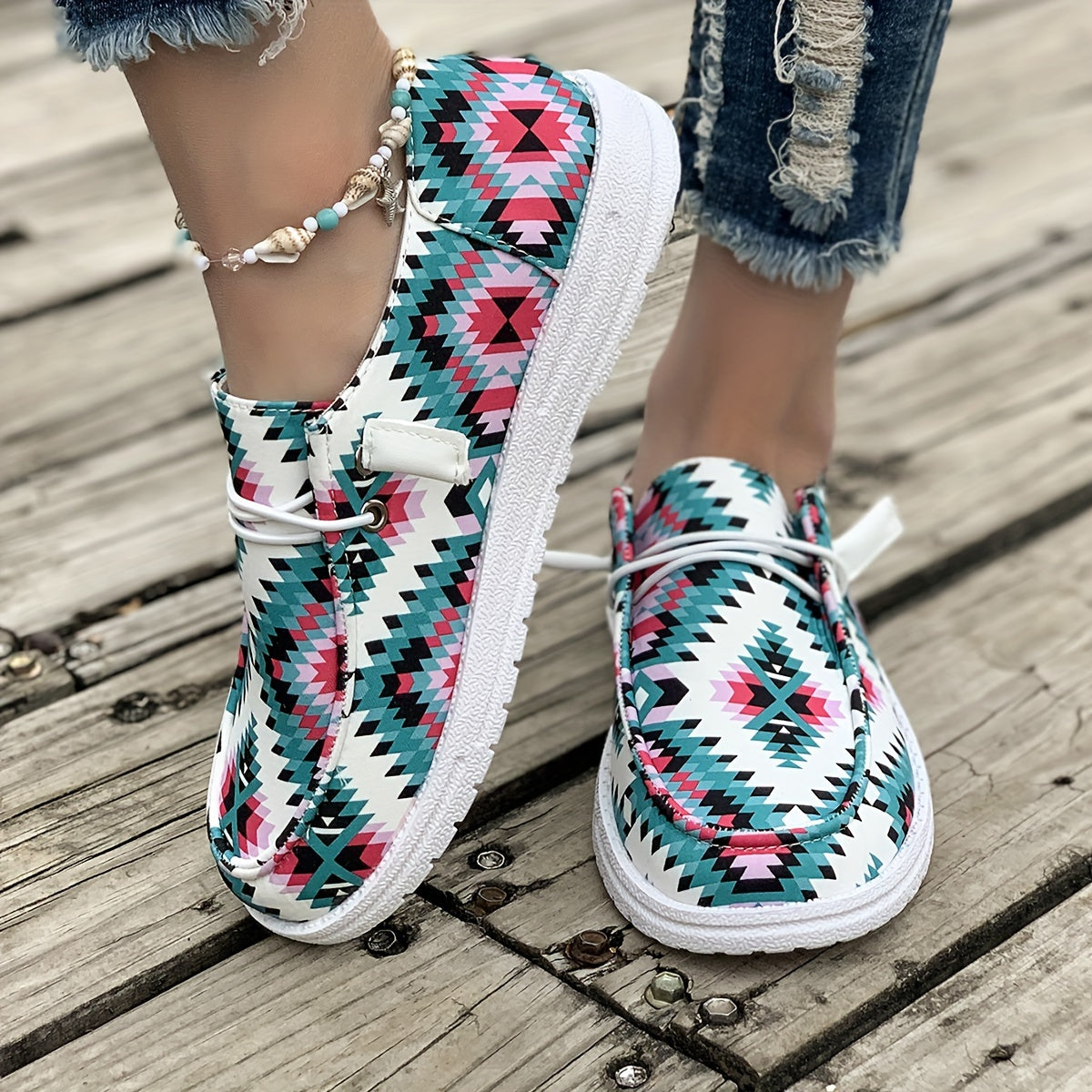 Women's Sneakers Breathable Geometric Pattern Casual Semi-Formal