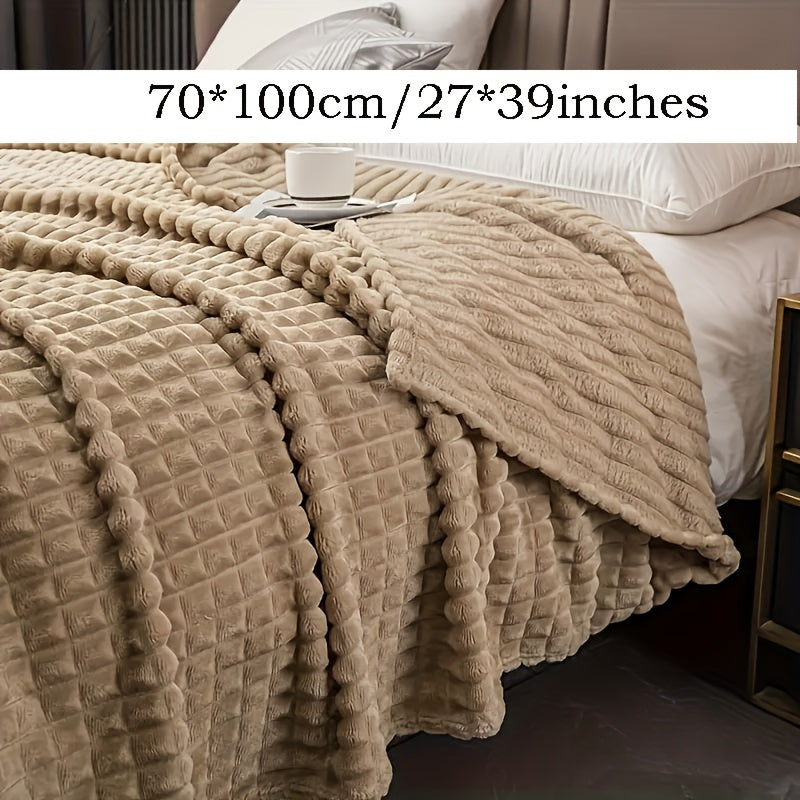 Плед из искусственного кроличьего меха в клетку - теплый и уютный плед для дивана, кровати или софы - мягкий и успокаивающий плед