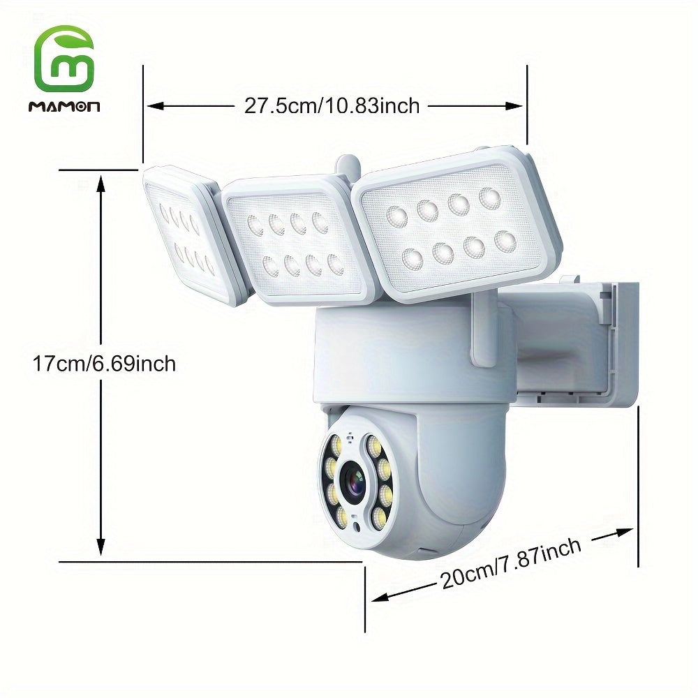 LED Floodlight Security Camera 4MP HD Motion Detection Cloud Local Storage Alexa Compatible