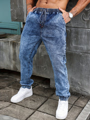 Мужские джинсы из растяжимого денима большого размера с карманами, всесезонные, повседневный ковбойский стиль